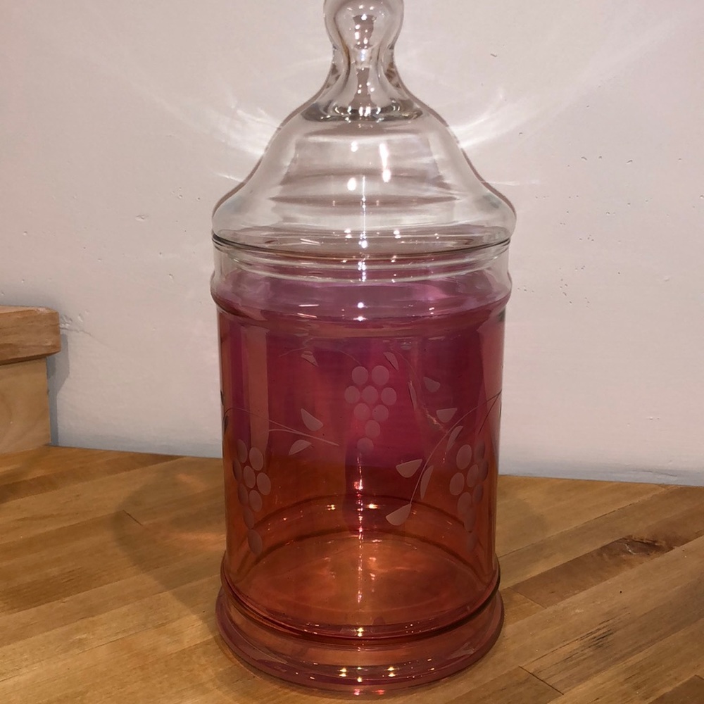 Apothecary jar cranberry glass